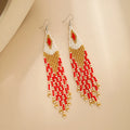 New Bohemian Style Extra Long Multicolor Fringed Seed Beads Huggie Earrings Miyuki Jewelry Seed Beaded Trendy