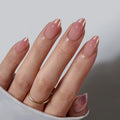 BTArtbox PInk Chrome French Tip Acrylic Press on Nail En Gel Wholesale Short Almond Soft Gel Hand Made Fake False Nails Press on