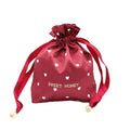 Custom Logo Soft Red Satin Silk Christmas Gift Bag Drawstring Dust Bag for Hair Wigs Bundles Handbags Scarf Pillow Package