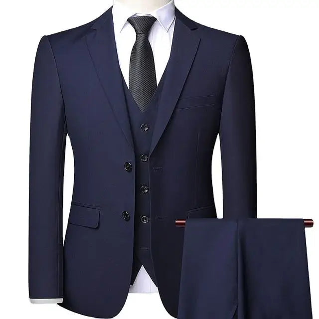 Customized Classic Luxury Double Breasted Button Fly Men's Business Suit Waterproof Anti-Wrinkle Polyester/Cotton Fabric Factory