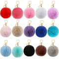 Custom Bulk Soft Cute Faux Rabbit Fur Bag Accessories Furry Ball Pom Pom Keychain