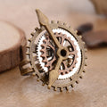 Steampunk Triple Mechanical Ring Adjustable Cogs Clockwork Industrial Bronze Copper