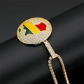Hip Hop 18K Gold Plated Africa Map Rhinestone NecklaceMap of Africa Pendant Enameled Jewelry