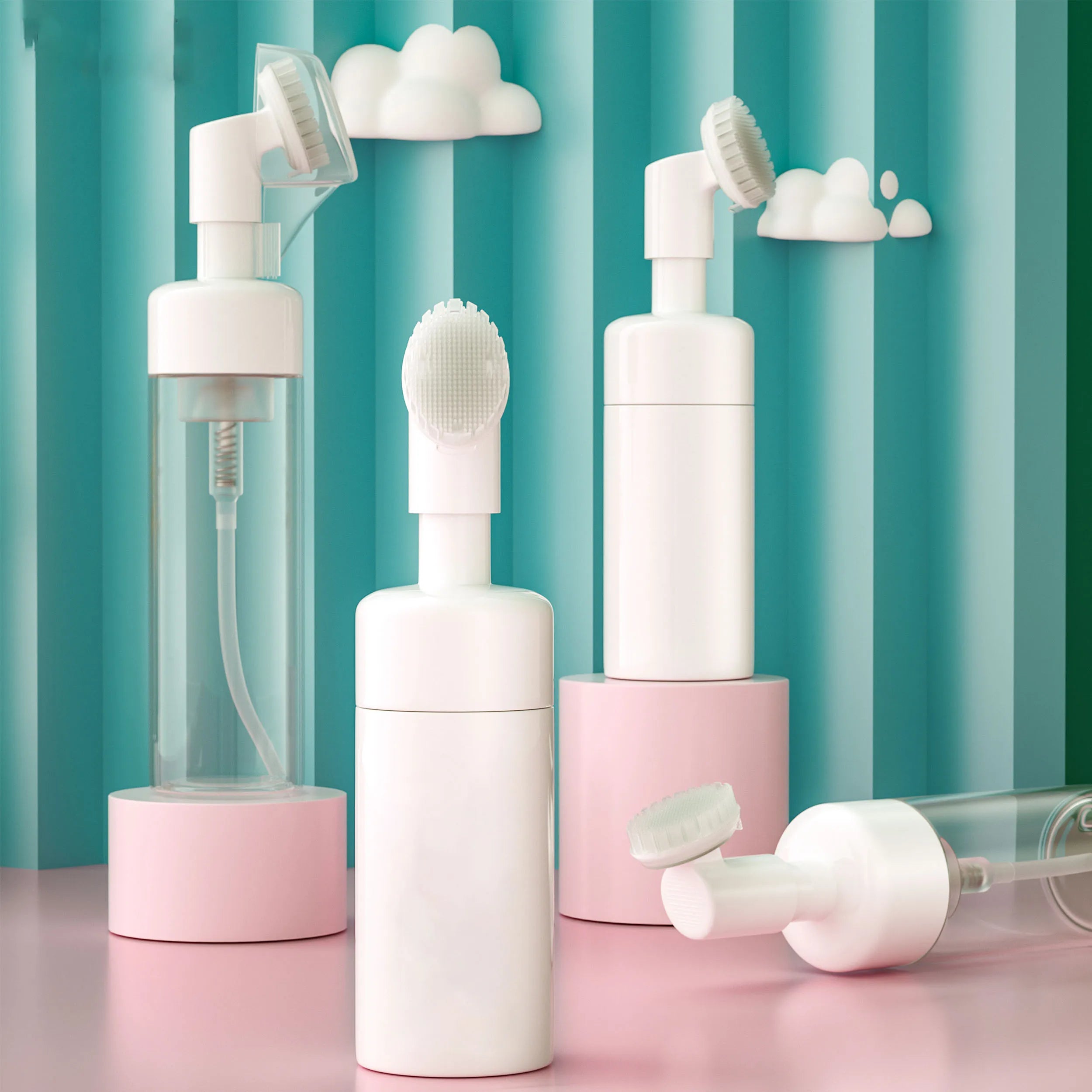 100ml 120ml 150ml 200ml Foam Hand Soap Dispenser Pump Bottle with Silicone Brush for Lotion Wigs Skin Care Serum & Shampoo