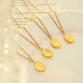 New Stainless Steel Smooth Pendant Necklace Small Gold Lentil Geometric Oval Pendant Necklace Bijoux Acier Inoxydable