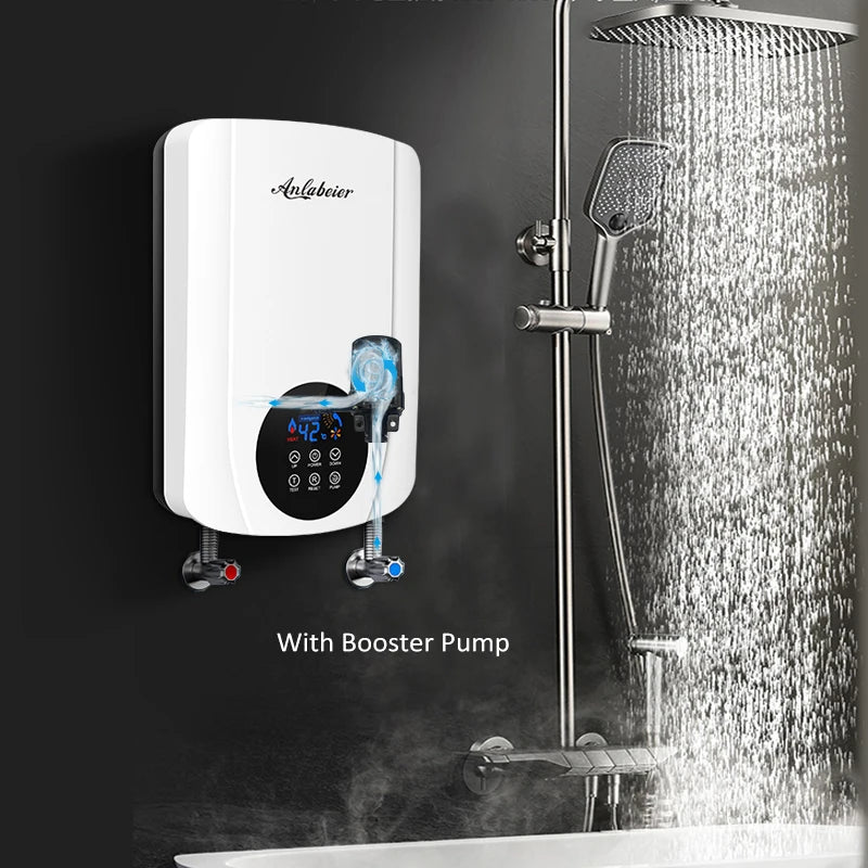 220v 3.5kw 5.5kw Built-in Pump for Improved Water Pressure Pump Electric Tankless Compact Shower Water Heater