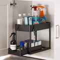 Plastic Kitchen Under Sink Storage Rack Pull Out Cabinet Organizer