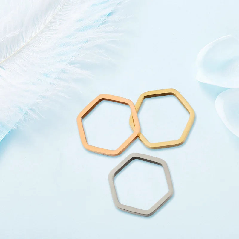 New Mirror Stainless Steel Hollow 15mm Small Circular Polygon Customizable Engraving Pendant Accessories