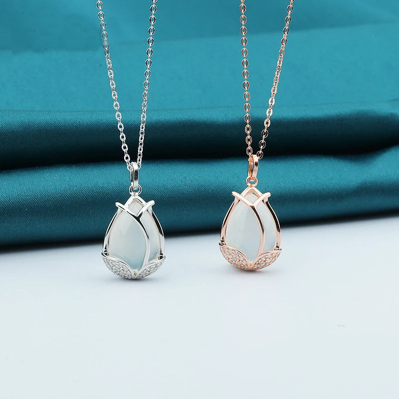 Wholesale Unique Mother's Day Gift Sterling Silver S925 Silver Carnation Flower Pendant Fashion Jewelry Necklace for MOM