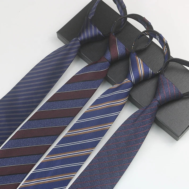 Top Selling 49 Patterns Casual Stripes Lot Stock Necktie (with a Zipper) Fashion Dark Green Mens 8cm Zipper Neck Tie