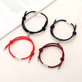 Fashion Silver Plated Matching Bracelet Colorful Braided Rope Magnetic Bracelet Delicate Geometric Letter Couple Bracelet