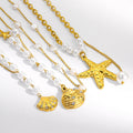 2025 Fashion Jewelry Summer Bohemia Beach Shell Pearl Conch 18K Gold Stainless Steel Waterproof Necklace Link Ocean Necklace