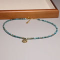 Minimalist Natural Blue Apatite Faceted Beaded Necklace for Women Gold Plated Chipped Stone Adjustable Healing Stone Choker