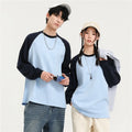 Men's Vintage Color Block Crewneck Sweatshirt 100% Cotton 360gsm Oversized Jersey Fabric Patchwork Pattern for Spring Season