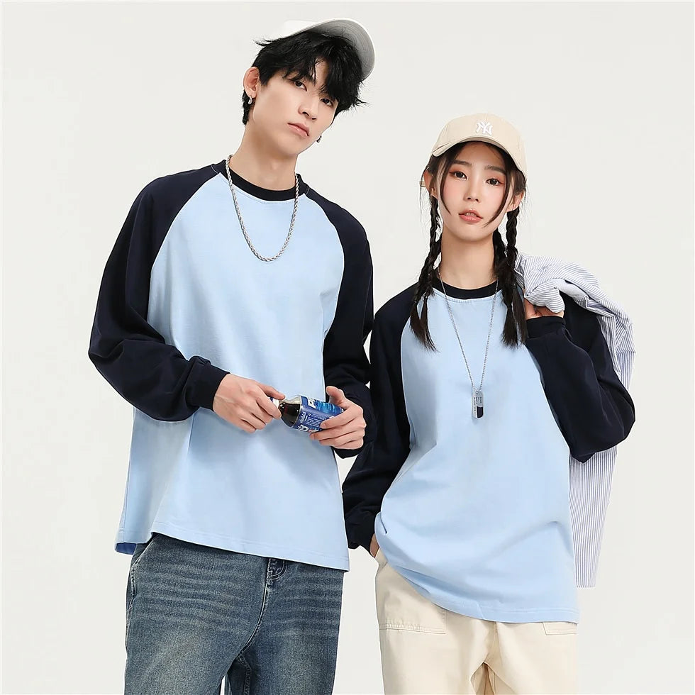 Men's Vintage Color Block Crewneck Sweatshirt 100% Cotton 360gsm Oversized Jersey Fabric Patchwork Pattern for Spring Season