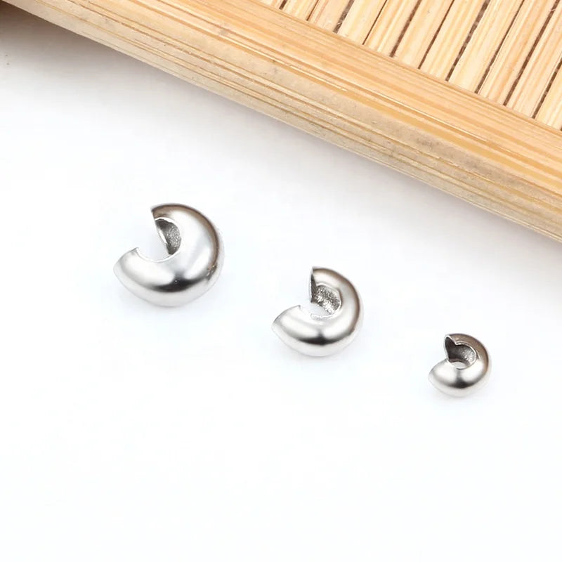 Stainless Steel 18K Gold Plated Curved Moon Positioning Package Wire Buckle Open Crimp Beads Covers End Spacer Beads DIY Jewelry