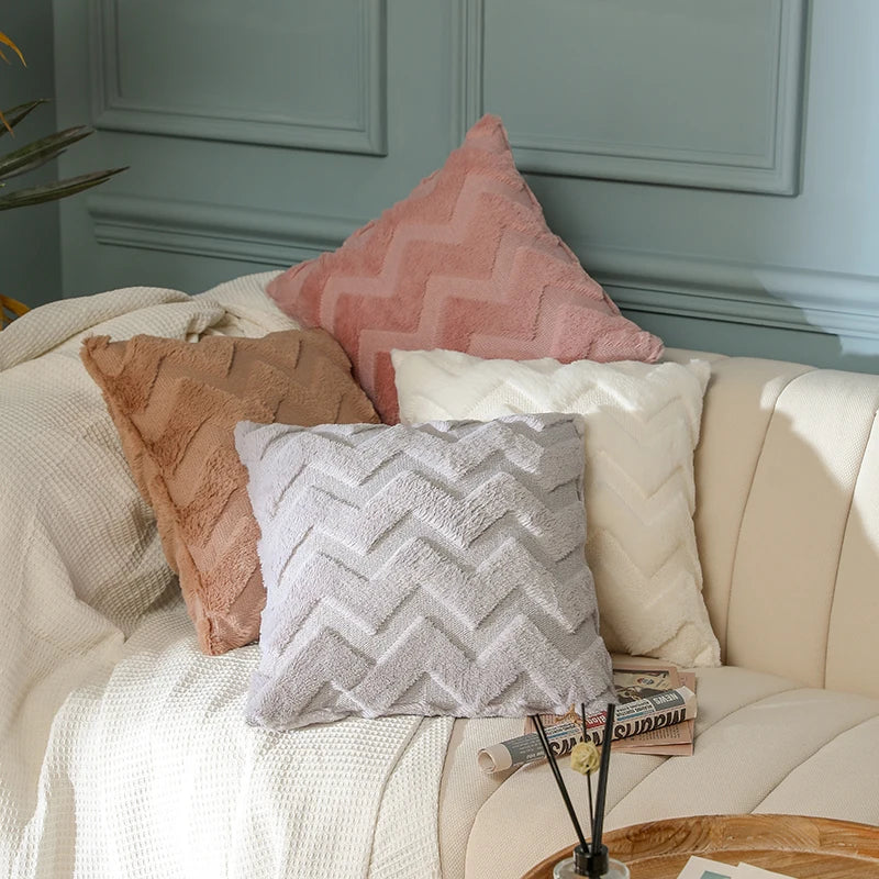 Luxury Soft Plush Short Fur Throw Pillowcases for Sofa Bed Car Chair Cushion Factory Wholesale Decorative Throw Cushion Covers