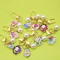 French Retro Keychain Pendant Light Luxury Oil Painting Flowers Monet Garden Alloy Enamel Metal Carabiner Fashionable Keychain