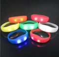 Voice Silicone Bracelet Glow in the Dark Sound Activated Wristband Flashing LED Rave Party Concerts Favors Blue White Black