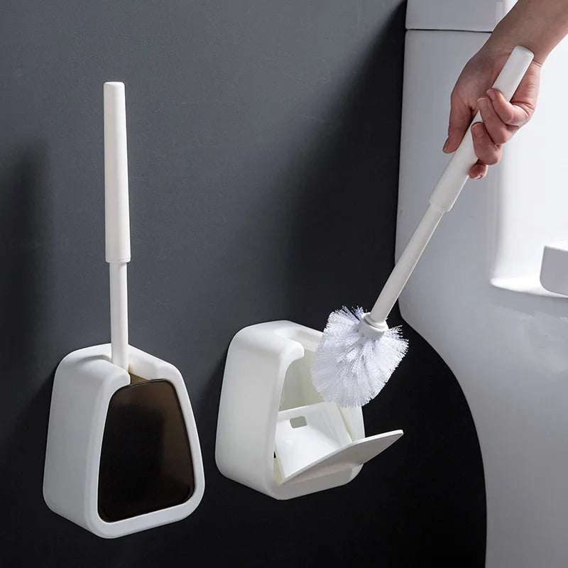 Bathroom No-Punching Wall-Mounted Toilet Brush Set2 in 1 Toilet Brush and Holder Set Toilet Bowl Cleaning Brush with Holder