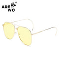 ADE WU XY96418 Fashion Big Frame Sunglasses Personality Curved Legs Sun Glasses Women Trendy Classic Metal Frame Pilot Shades UV