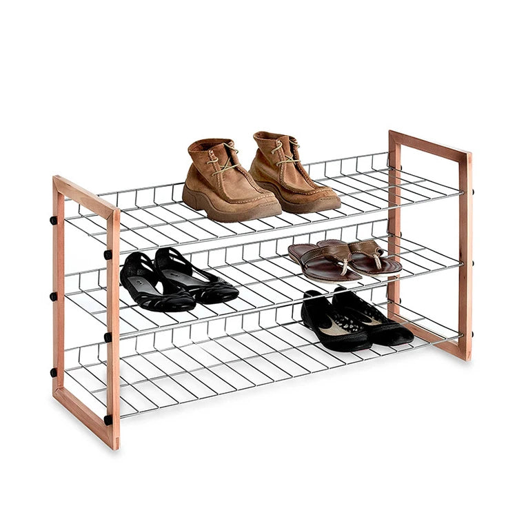 High Quality China Supplier Assemble Organizer 3 Tier Mesh Metal Shoes Rack Multifunctional Portable Shoes Organizer Shelf