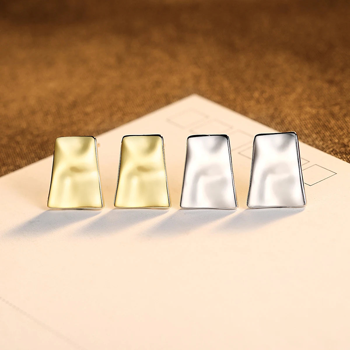 CZCITY Dainty Luxury Silver Gold Stud Big Earing Charm Statement Unique Fashion Large Geometric Earring