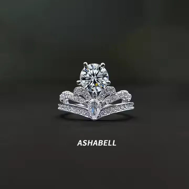 Factory Wholesale With GRA Certificate Luxury Crown S925 Sterling Silver Moissanite Ring Women Wedding Engagement Ring