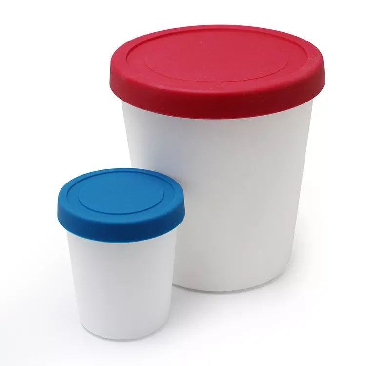 2023 Customizable Logo Eco-Friendly Reusable Silicone Plastic Ice Cup Cream Container Cup Lid Sustainable Reusable Ice Cream Tub