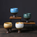 Custom 170ml Handmade Vintage Small Capacity No Handle Goblets Ceramic Camp Coffee Tea Cups Mug Dinnerware