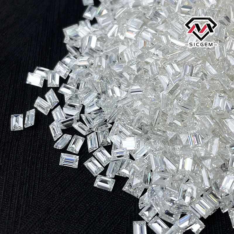 SICGEM Wholesale Small Size Melee Loose Moissanite VVS Baguettes Cut Fancy Shape White Color
