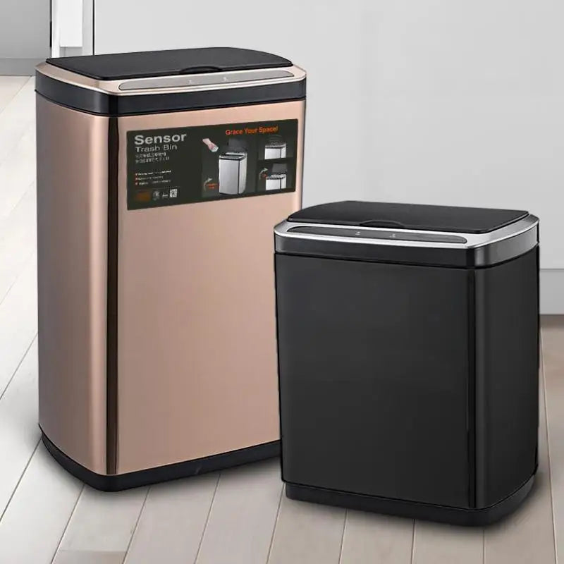 Automatic Smart 30L Stainless Steel Trash Can Open Top Wastebins Paper Basket Recycle Bin for Outdoor Kitchen Toilet Recycling