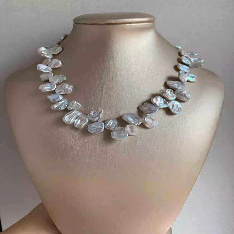 Fine Jewelry Large Petals Shape Freshwater Pearl Necklace Natural Irregular Keshi Pearl Beads for Women Jewelry Making