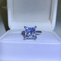 Silver 925 Original 3 Carat Brilliant Princess Cut Diamond Test Past D Color Moissanite Wedding Ring for Women Fine Jewelry