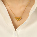 Waterproof Stainless Steel Geometric Big Triangle Pendant Necklace 18K PVD Gold Plated Jewelry and Gift