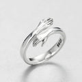 Anillo De Acero Inoxidable Platinum Plated Hug Finger Band Ring for Women Platinum Plated Romantic Adjustable Hug Hand Rings