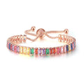 Non Fading Gold Plated Colored Zircon Full Diamond Bracelet Adjustable Tennis Bracelet