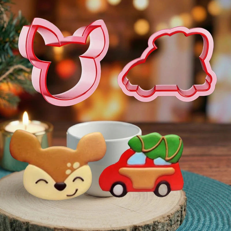 Christmas Car Reindeer Fondant Dough Biscuit Cookie Cutter Mold Tool for Royal IcingPlay Dough Clay