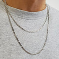 Wholesale Rhodium Plated 3 mm 925 Sterling Silver Figaro Chain Necklace for Men