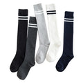 Wholesale White Striped Knee High Socks Women Girls Cotton Student School Uniform Socks