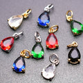 Luxury Women Jewelry Supplies Nickel Free Gold Plated Multi CZ Setting Water Drop Charms for DIY Necklace