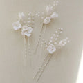 SLBRIDAL Handmade Alloy Ceram Flower Pearls Bridal Hair Pin Wedding Hair Sticker Women Bridesmaids Jewelry Hair Accessories