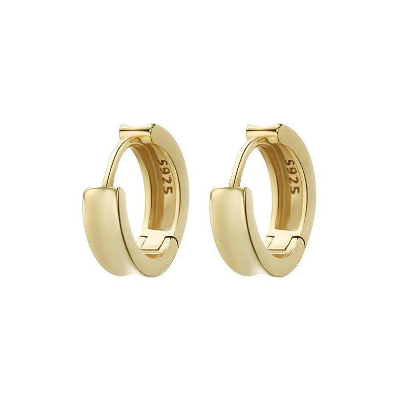925 Sterling Silver Hoop Earrings 18K Gold Rose Gold Plated Chunky Thick Huggie Women Trendy Micro Insert AIJIER White Gold