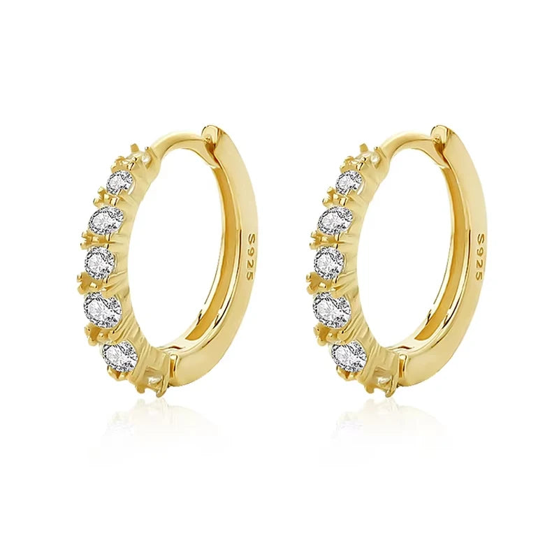 Minimalist Hoop Earring 18k Gold Plated 925 Silver Micro Pave Zircon Hoop Earrings for Women