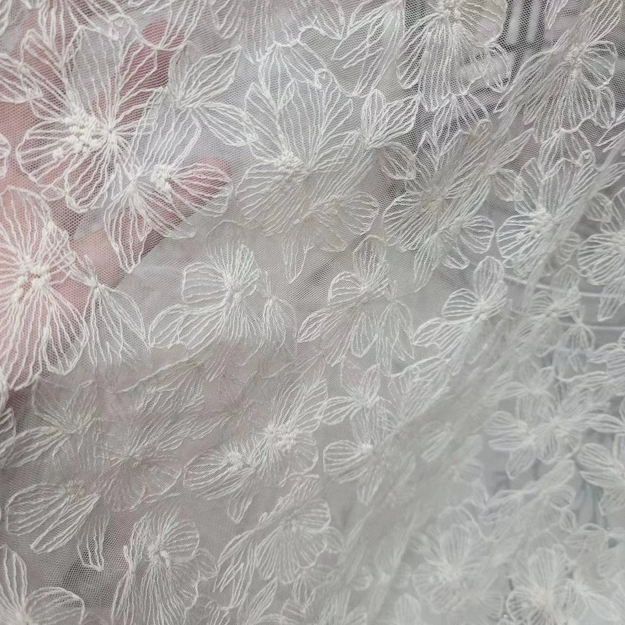 2024 French Mesh Milk Silk Lace Fabric 120gsm Sequins Chiffon Sewing Fabric for Girls for Wedding Party Dresses African Tulle