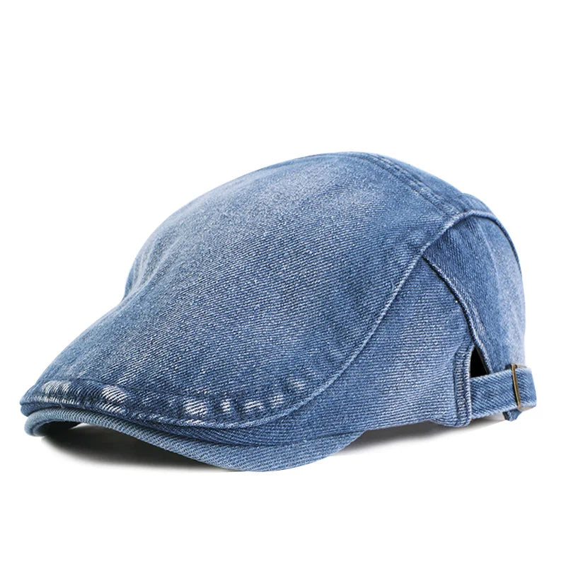 Unisex Denim Newsboy Hats Flat Ivy Gatsby Cabbie Driving Berets Hat Cotton Dad Cap for Men Women