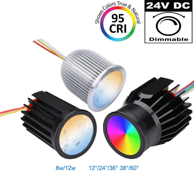Benory 24V 8W 12W Spot CCT Dimmable Deep Tunable White 2000k-6000k Spotlight KNX Dali Loxone Dimmer Cri95 LED Rgbw Mr16 Module