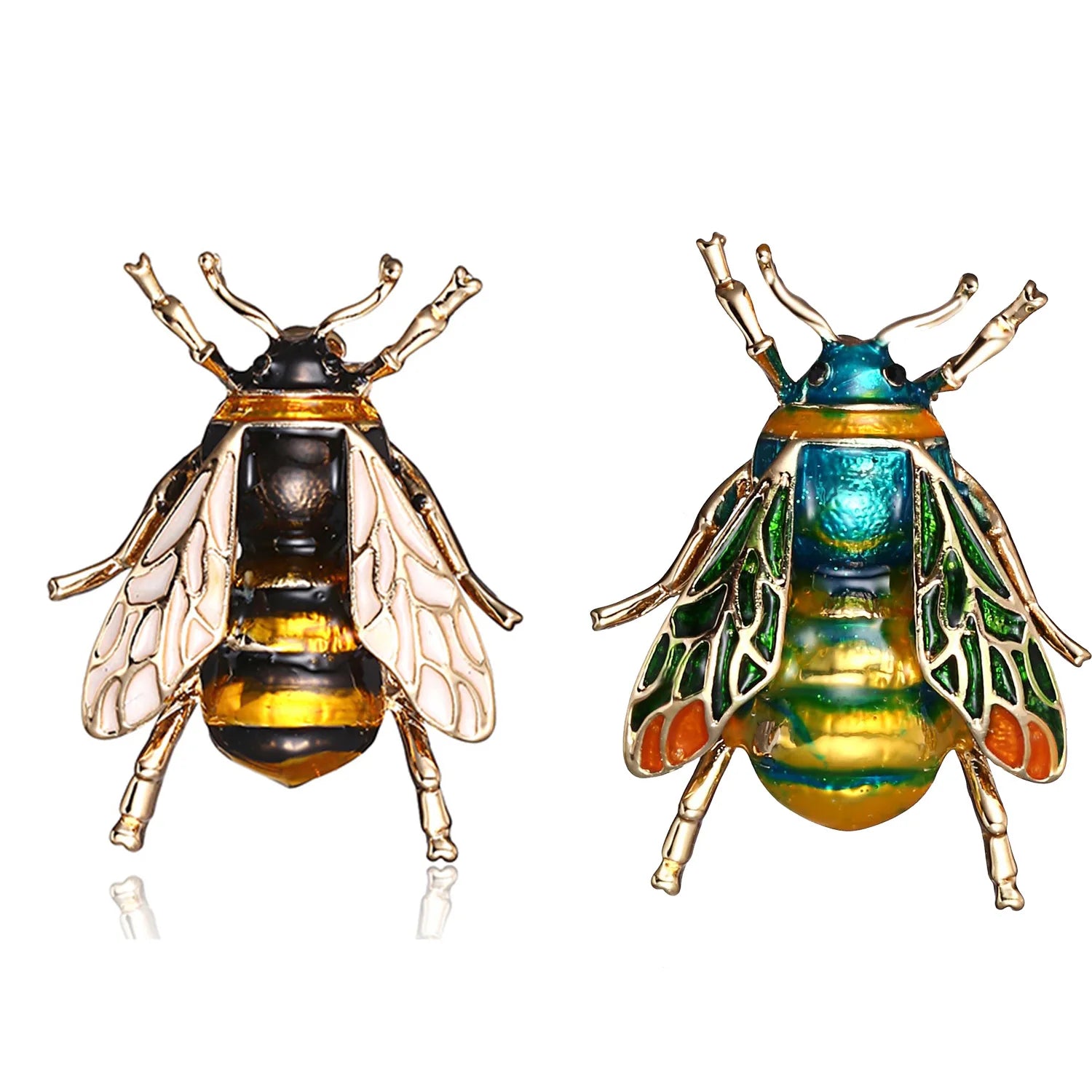 Retro Suit Accessories Brooches Jewelry Yellow Green Metal Animal Insect Enamel Bumble Bee Brooch