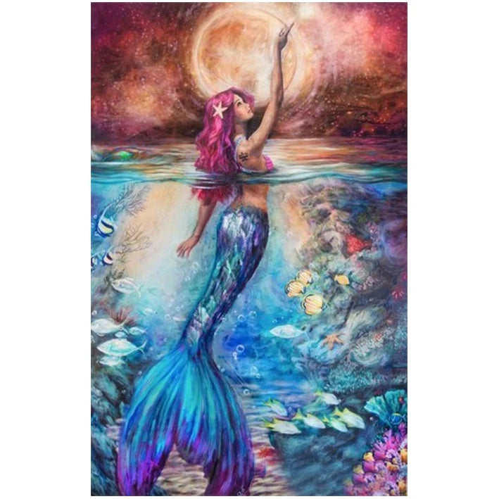 Wholesale 5D DIY Full Drill Round/Square Rhinestone Diamond Painting Mermaid for Adult Beautiful Girl for Living Room Decor