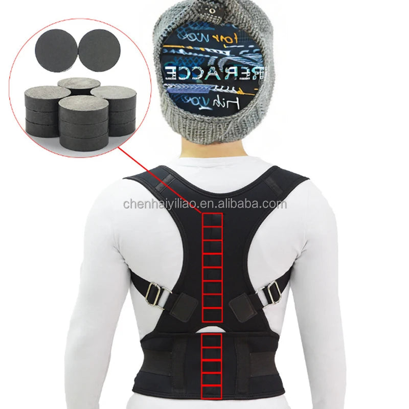 Adjustable & Breathable Upper Back Brace Lumbar Rehabilitation Fitness with Magnet Shoulder Belt Back Posture Corrector